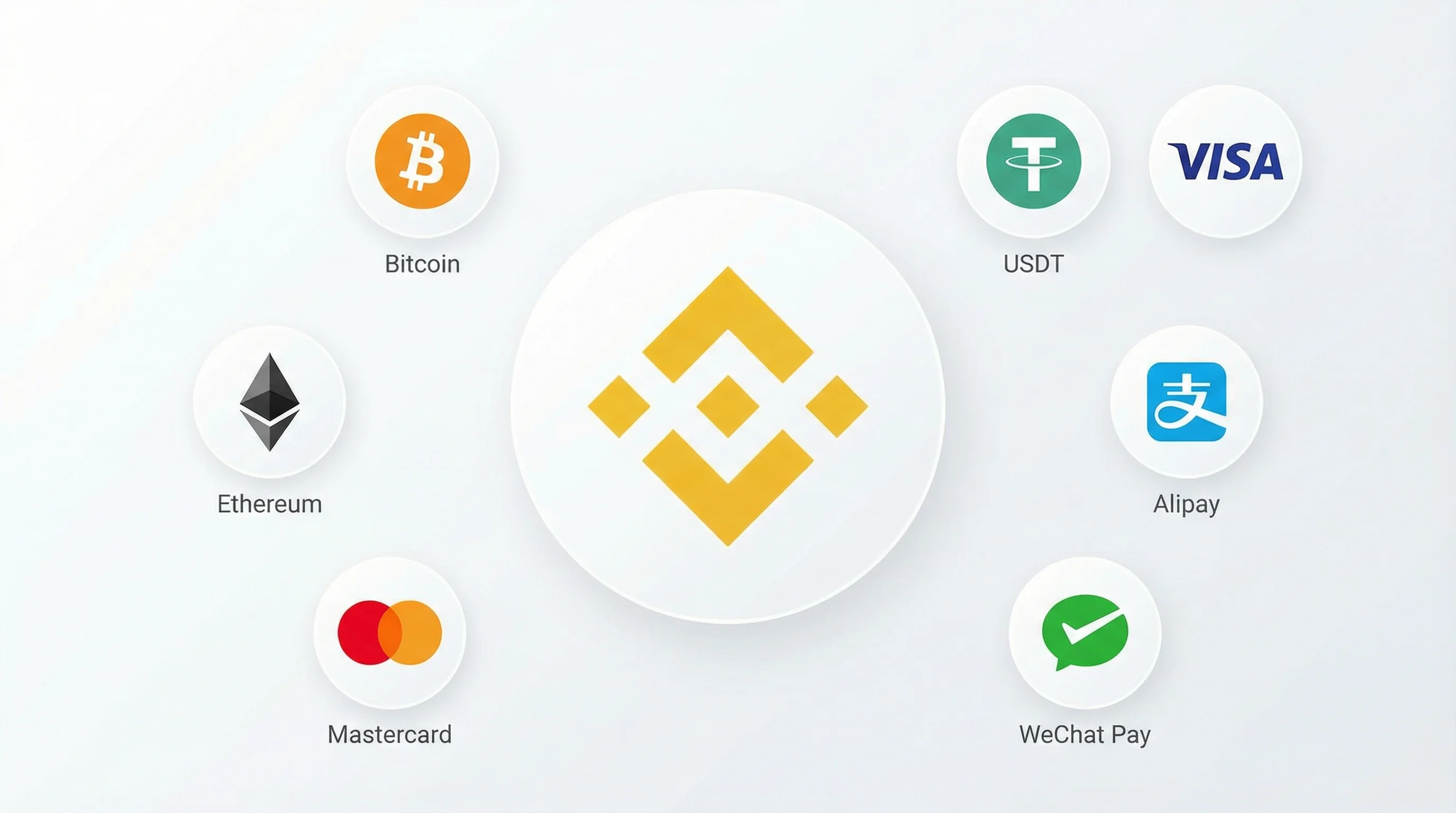 支持的支付方式包括币安比特币以太坊USDT信用卡支付宝微信支付